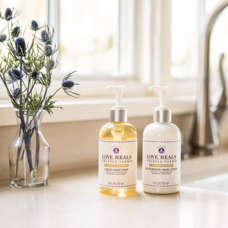 Hand Care Duo Two bottles, hand soap and moisturizing lotion, side by side