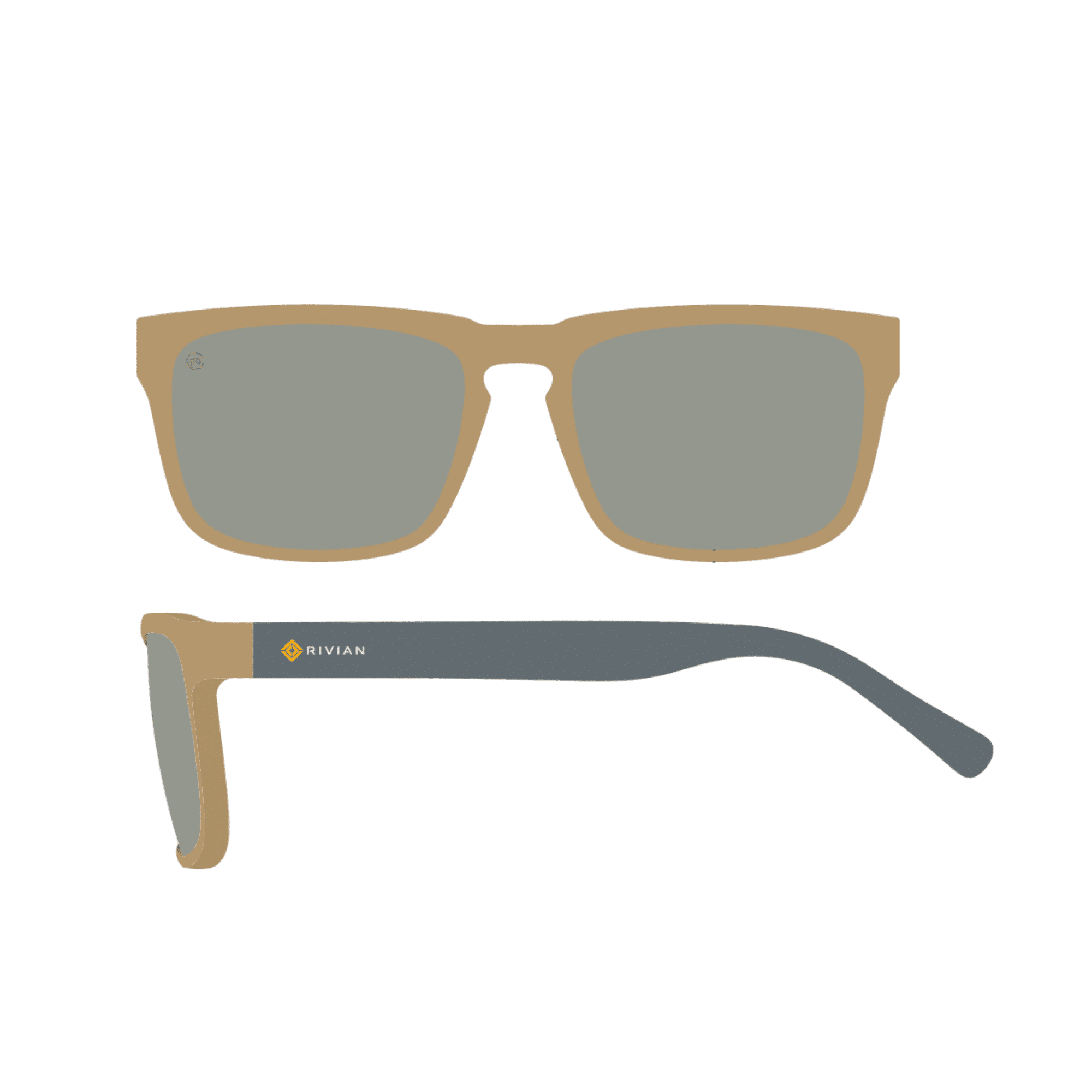 Opolis Branding Option on Sunglasses Sunglasses rendering with branding option along the side
