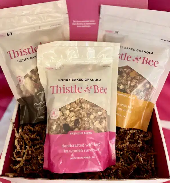 ThistleandBee Granola Granola that supports women survivors - a unique gift for employees and clients