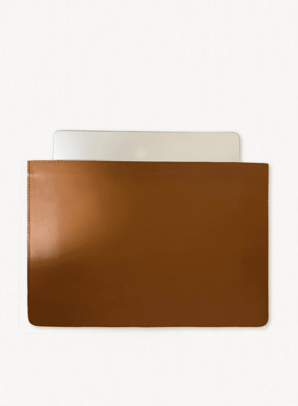 deux mains leather laptop sleeve in cognac with laptop a leather laptop sleeve in cognac - a great brandable executive gift