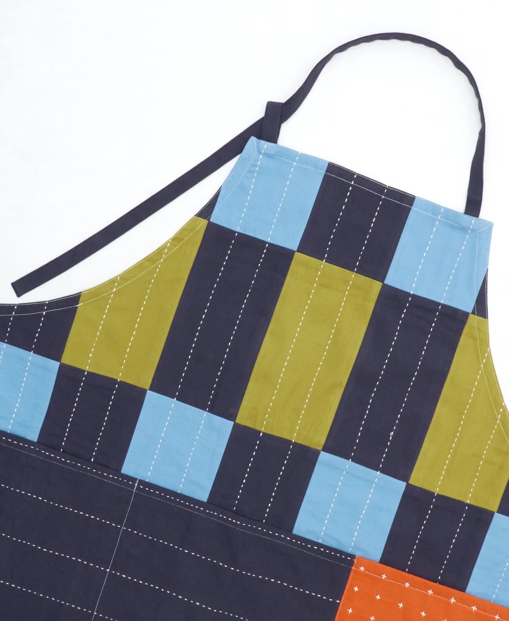 trellis organic cotton bib apron dusk blue detail trellis organic cotton bib apron dusk blue detail