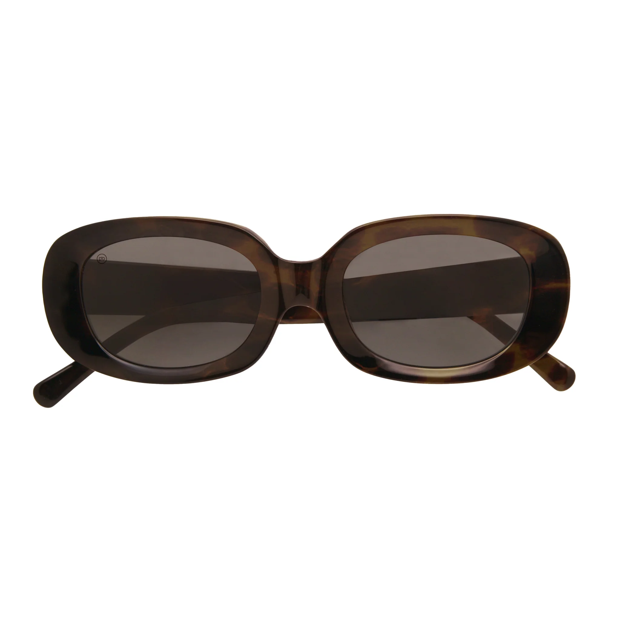 Clout Stoked Plastic Opolis Sunglasses A pair of dark brown sunglasses made from recycled plastic