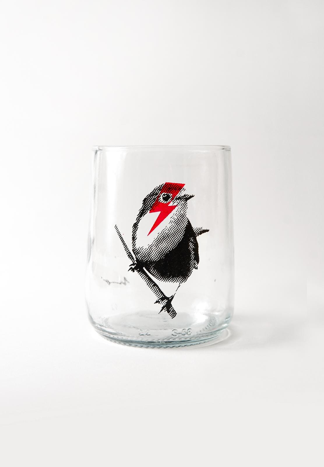 Cx Singing Birds Mayte Oliva C Plain view of an Upcycled glass with bird artwork from artist Mayte Oliva