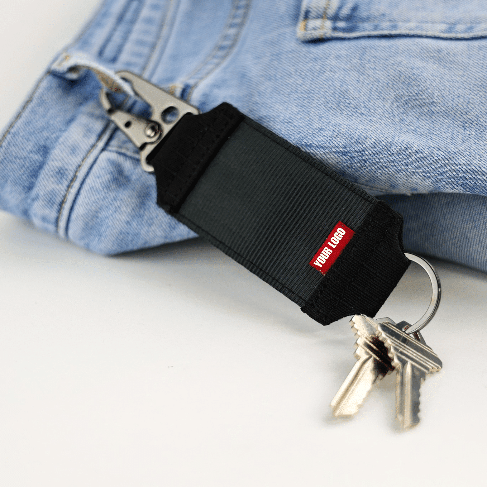 Jaggery KEY FOB YOUR LOGO Black brandable key bob holding a set of keys