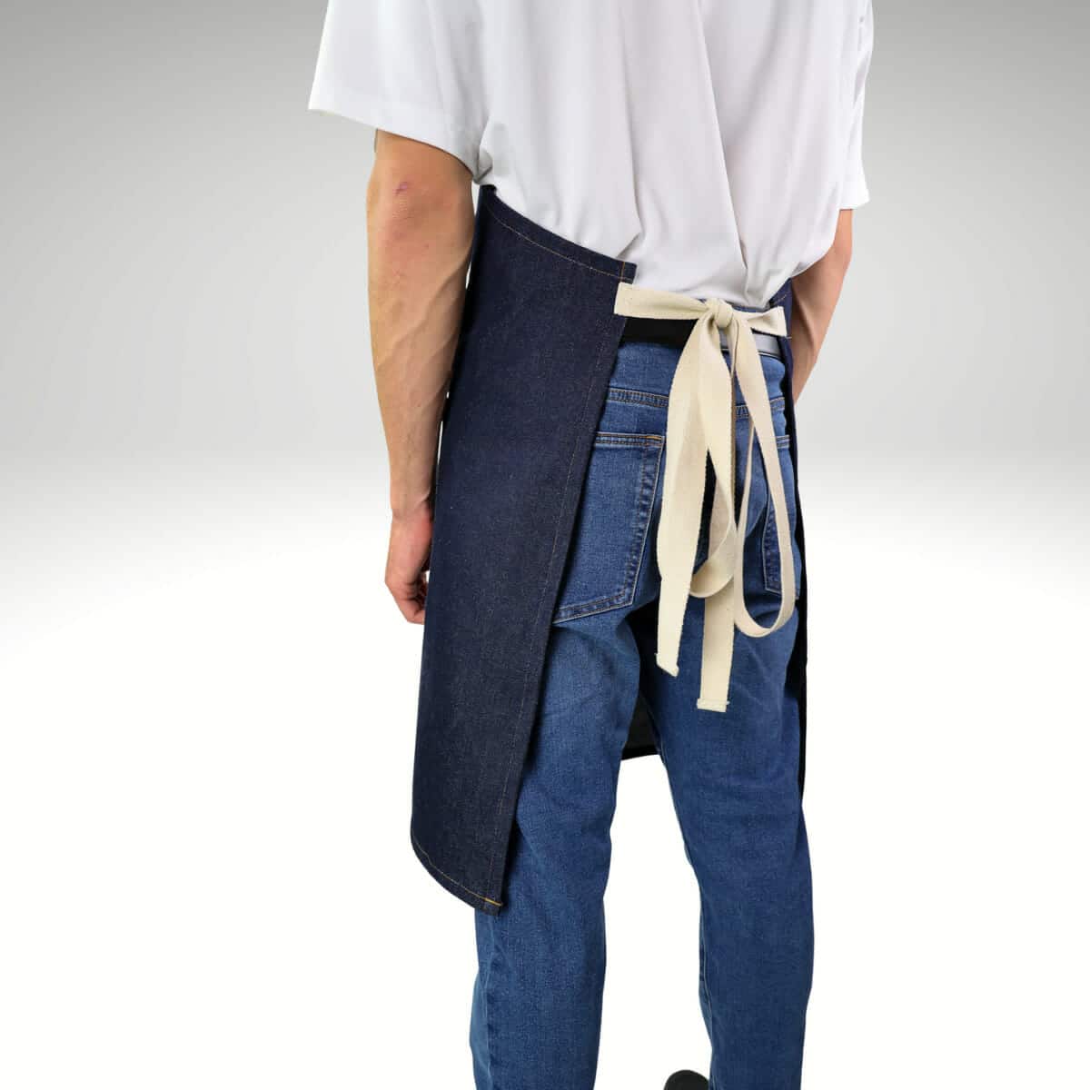 View of the back of the custom apron with logo View of the back of the custom apron with logo