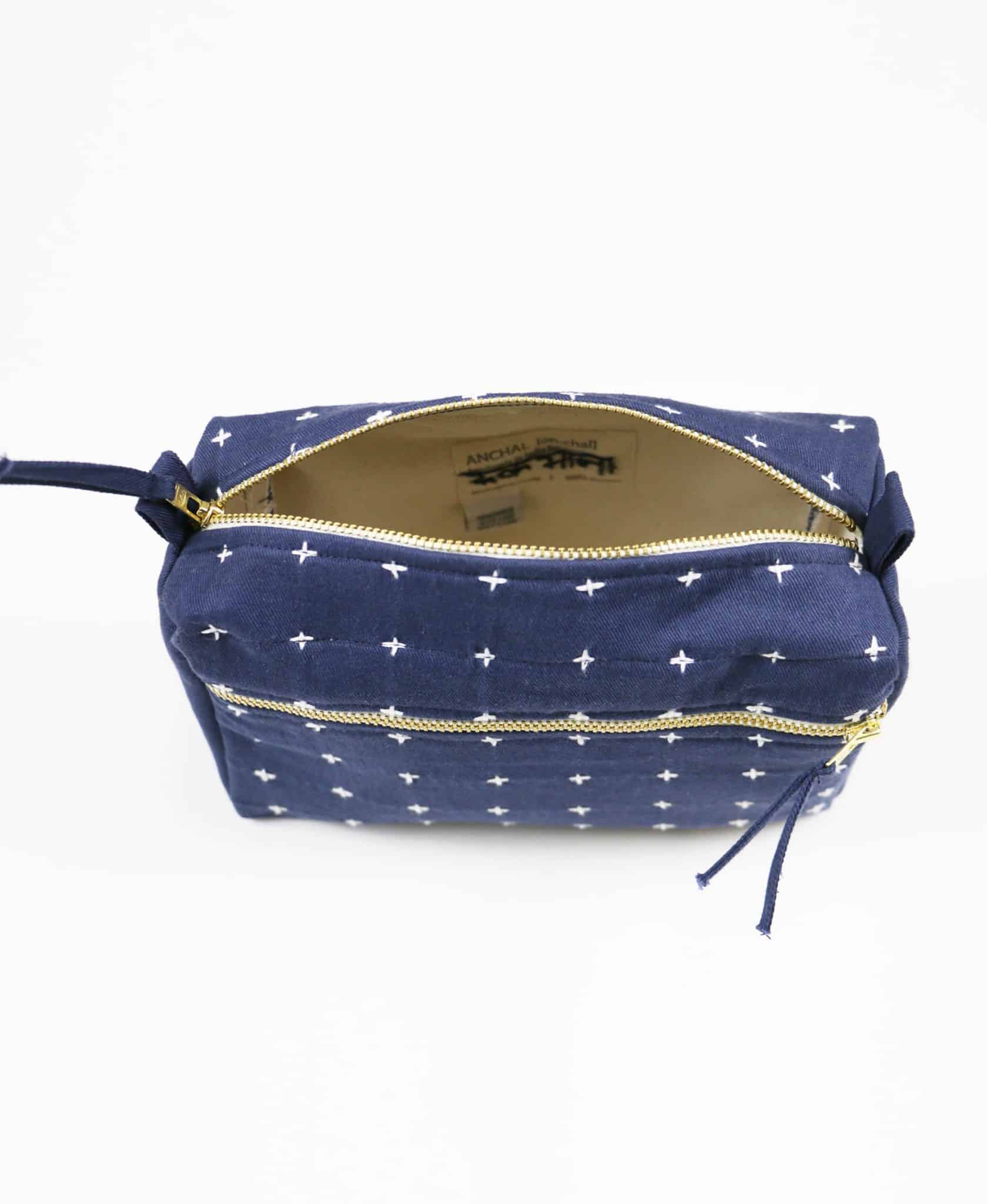 anchal cross stitch toiletry bag navy overview cross stitch toiletry bag navy overview