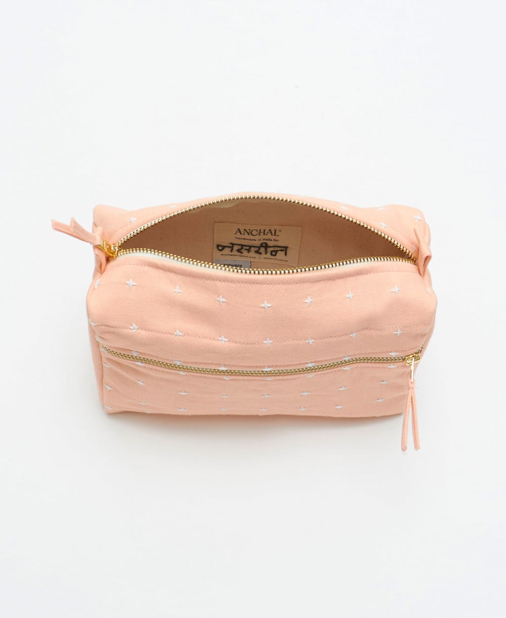 anchal cross stitch toiletry bag pink overview cross stitch toiletry bag pink overview