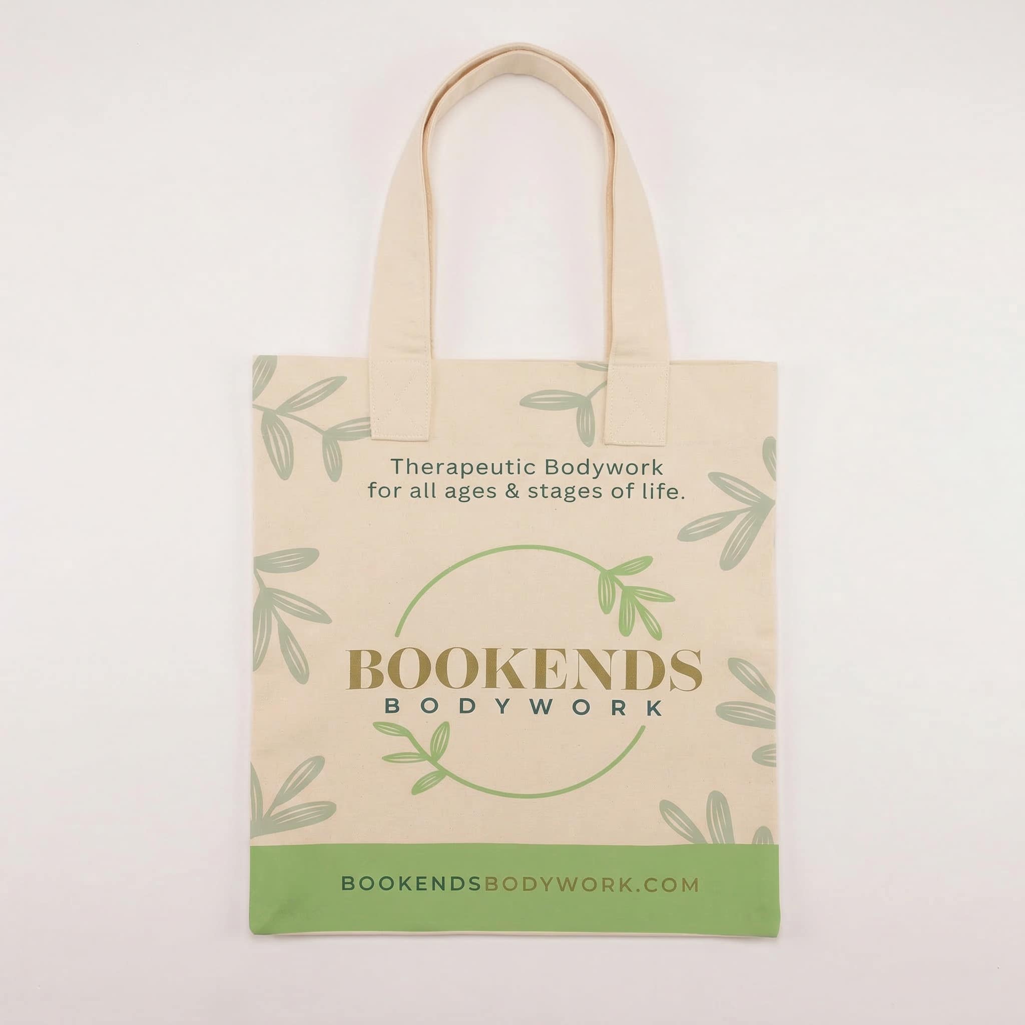 mi eelo tikal tote bookends bodywork A branded tote bag that says "Bookends Bodywork"