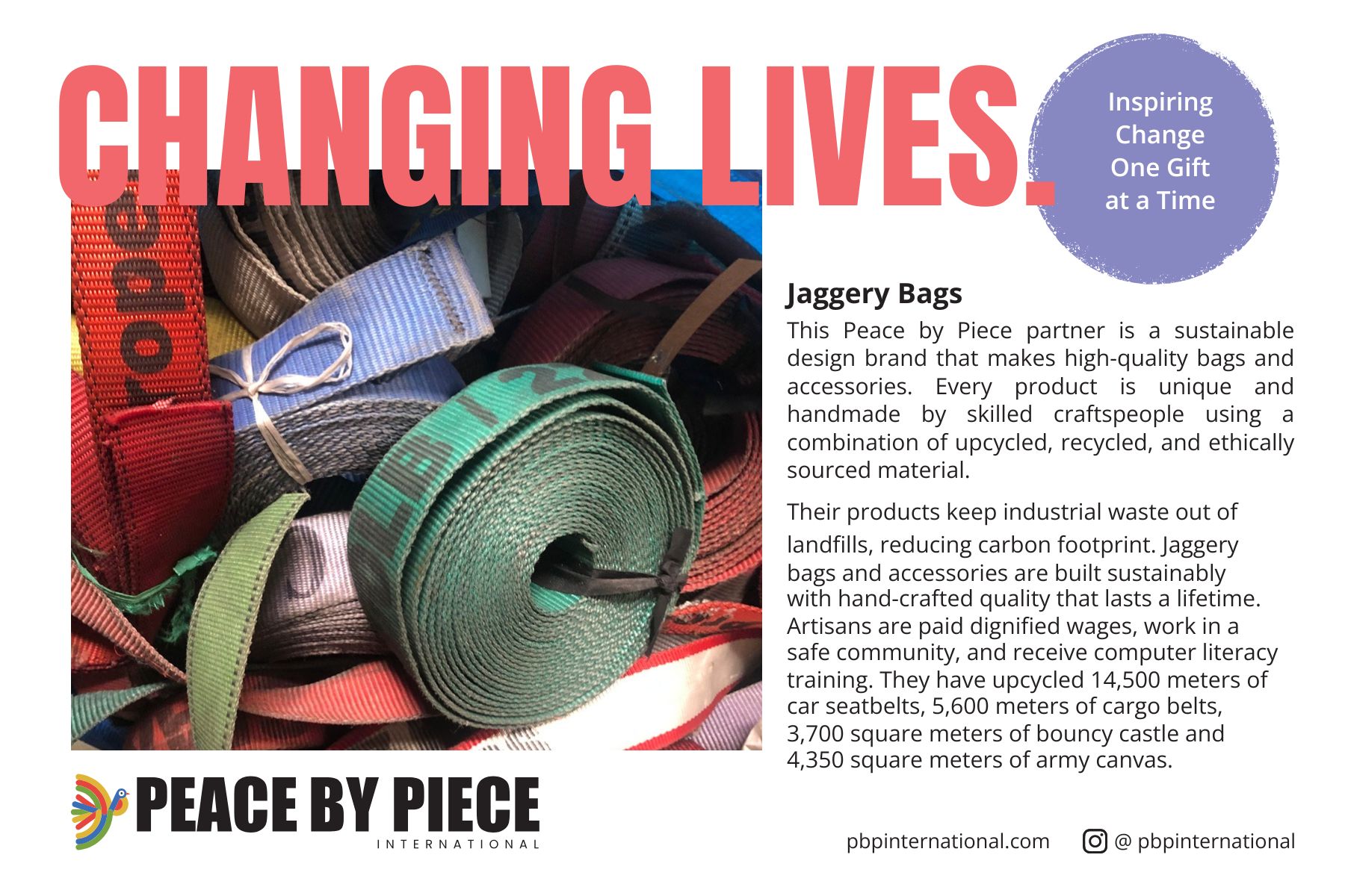 Jaggery impact card front Upcycled Seat Belt Backpack - Image 4