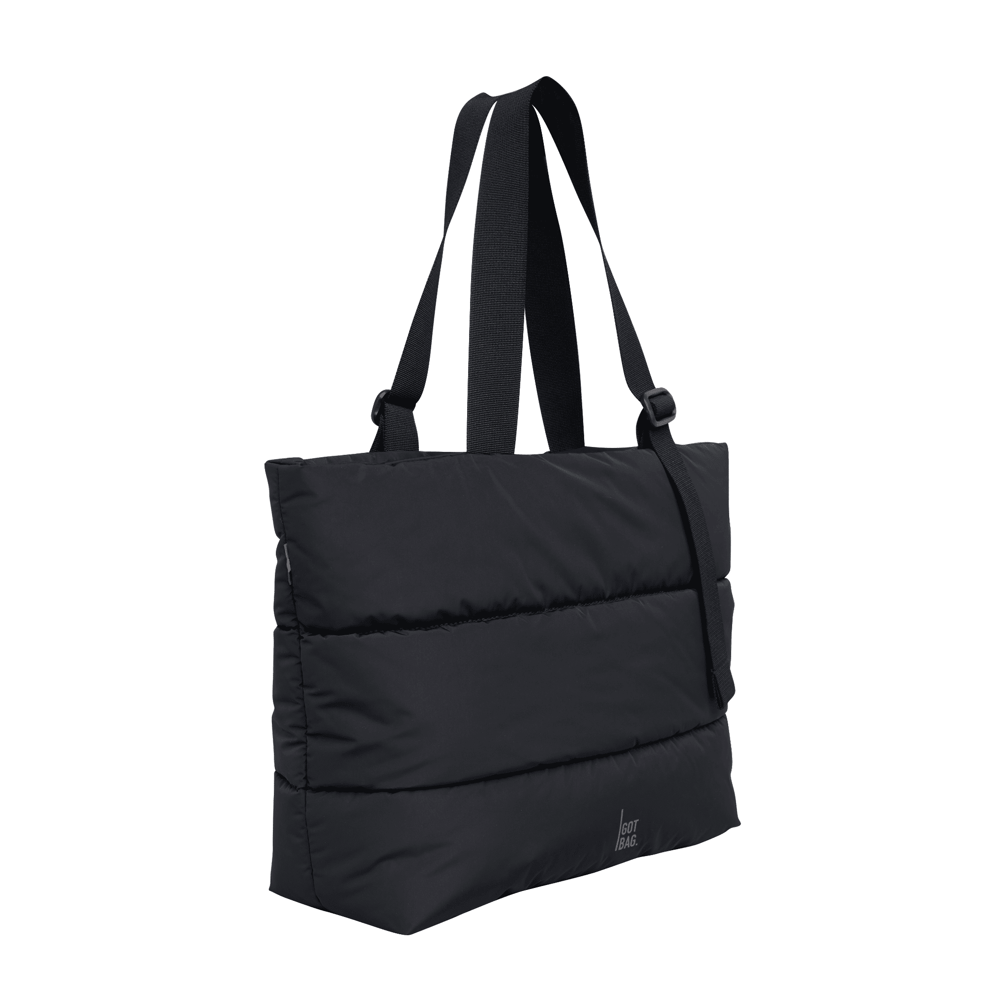 PUFFER TOTE BAG black 02 diagonal compressed PUFFER TOTE BAG black perfect for employee engagement