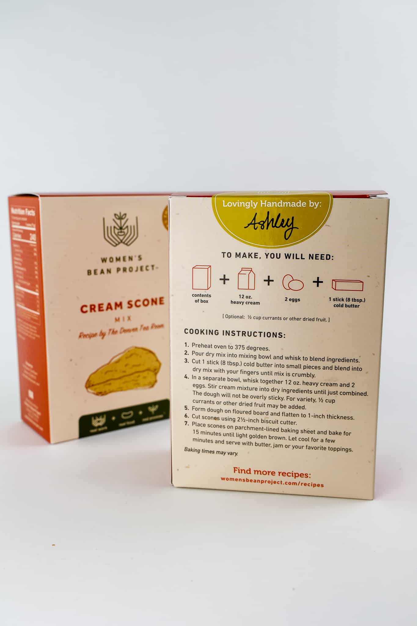 Cream Scone mix with signature A box of Cream Scone Mix with the signature of the woman who made it from a group of women who have faced chronic unemployment