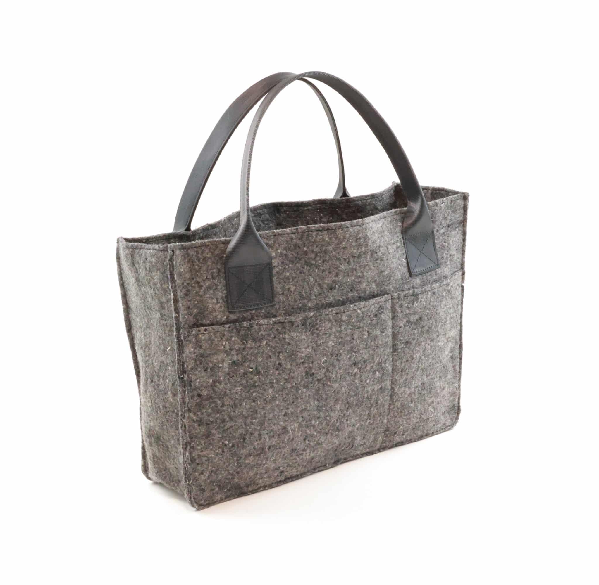 FeelGood Essentials tote with phot Grey tote bag made of recycled textiles and upcycled seat belts