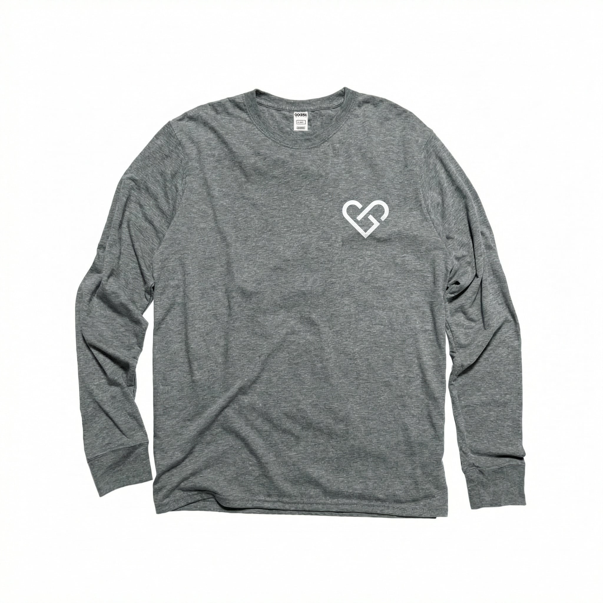 GOEX long sleeve tee A brandable gray long sleeve t-shirt with a small logo over the heart